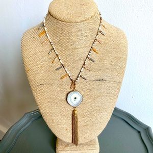 J Bloom stone necklace with charm